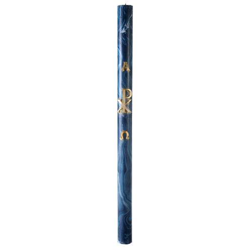 Paschal candle XP Alpha and Omega marbled blue 120x8 cm 2