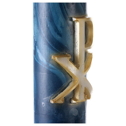 Paschal candle XP Alpha and Omega marbled blue 120x8 cm 3