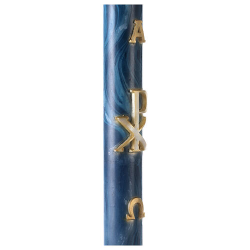 Paschal candle XP Alpha and Omega marbled blue 120x8 cm 5