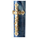 Osterkerze, Alpha und Omega, goldenes Kreuz, blau marmoriert, 120x8 cm s3