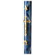 Paschal candle with blue marble finish, golden cross, Alpha and Omega, 120x8 cm s4