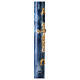 Paschal candle with blue marble finish, golden cross, Alpha and Omega, 120x8 cm s5