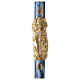 Paschal candle with blue marble finish, cross on a golden cloak, Alpha and Omega, 120x8 cm s1