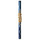 Paschal candle with blue marble finish, cross on a golden cloak, Alpha and Omega, 120x8 cm s2
