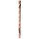 Paschal candle with orange-white marble finish, cross with Lamb, Alpha and Omega, 120x8 cm s2