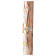 Paschal candle with orange-white marble finish, cross with Lamb, Alpha and Omega, 120x8 cm s4
