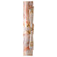Paschal candle with orange-white marble finish, cross with Lamb, Alpha and Omega, 120x8 cm s5