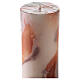 Paschal candle with orange-white marble finish, cross with Lamb, Alpha and Omega, 120x8 cm s6