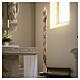 Paschal candle with orange-white marble finish, cross with Lamb, Alpha and Omega, 120x8 cm s2