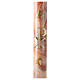 Paschal candle with orange-white marble finish, Chi-Rho, Alpha and Omega, 120x8 cm s1