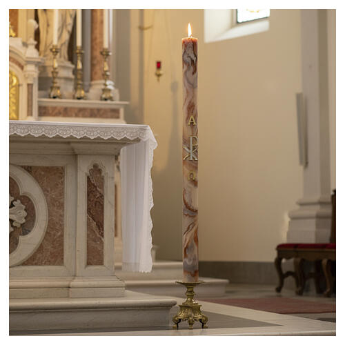 Círio Pascal marmoreado cor-de-rosa XP Alfa e Ómega, 120x8 cm 2