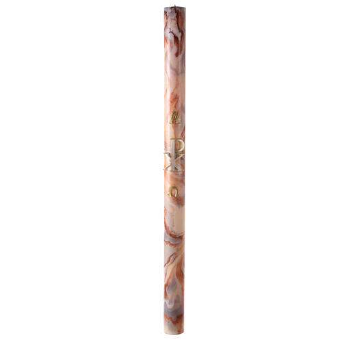 Paschal candle XP Alpha and Omega marbled white orange 120x8 cm 2