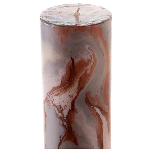 Paschal candle with orange-white marble finish, cross with red ears of wheat, 120x8 cm 6