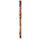 Paschal candle with orange-white marble finish, cross with red ears of wheat, 120x8 cm s2