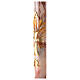 Paschal candle with orange-white marble finish, cross with red ears of wheat, 120x8 cm s5