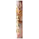 Cierge pascal croix épis rouges fond marbré blanc-orange 120x8 cm s4