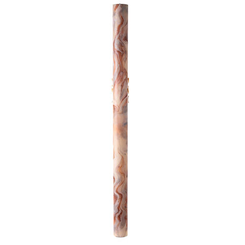 Círio Pascal marmoreado cor-de-rosa Cruz e Espigas douradas, 120x8 cm 7