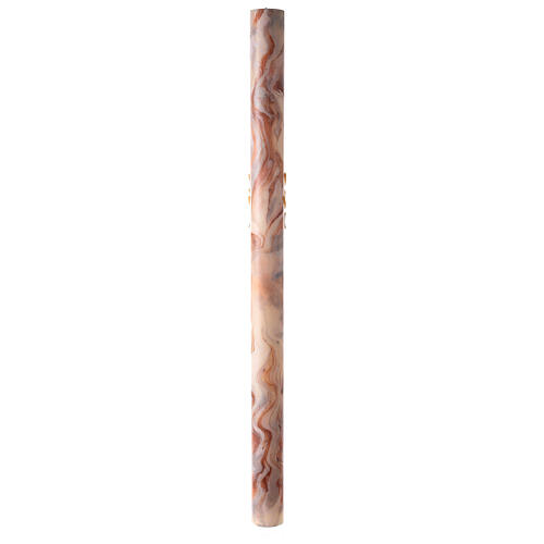 Paschal candle with red ears of wheat marbled orange white 120x8 cm 8