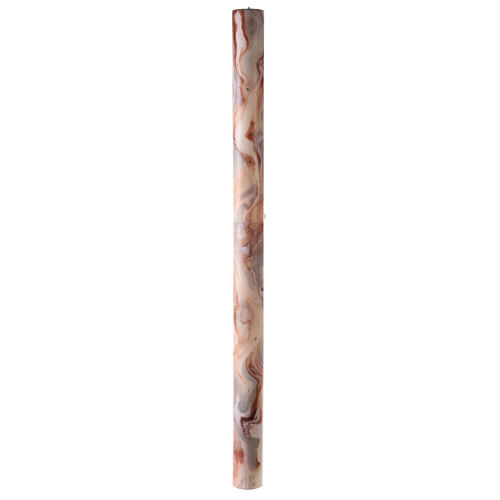 Paschal candle with orange-white marble finish, golden cross, Alpha and Omega, 120x8 cm 7