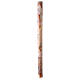 Paschal candle with orange-white marble finish, golden cross, Alpha and Omega, 120x8 cm s2
