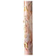 Paschal candle with orange-white marble finish, golden cross, Alpha and Omega, 120x8 cm s4