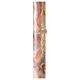 Paschal candle with orange-white marble finish, golden cross, Alpha and Omega, 120x8 cm s5