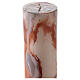 Paschal candle with orange-white marble finish, golden cross, Alpha and Omega, 120x8 cm s6