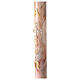 Paschal candle with orange-white marble finish, golden cross, Alpha and Omega, 120x8 cm s5