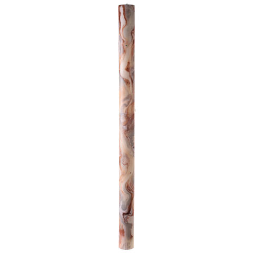 Paschal Candle Alpha Omega Golden cross marbled white orange 120x8 cm 7