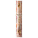 Paschal Candle Alpha Omega Golden cross marbled white orange 120x8 cm s1