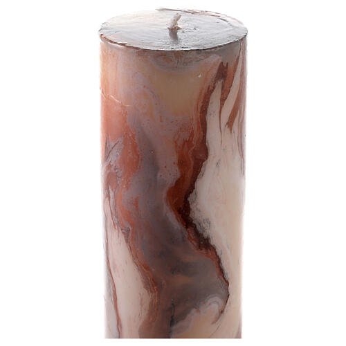 Paschal candle with orange-white marble finish, stylised cross, Alpha and Omega, 120x8 cm 6