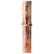 Paschal candle with orange-white marble finish, stylised cross, Alpha and Omega, 120x8 cm s1