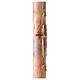 Paschal candle with orange-white marble finish, stylised cross, Alpha and Omega, 120x8 cm s5