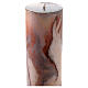 Paschal candle with orange-white marble finish, stylised cross, Alpha and Omega, 120x8 cm s6
