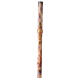 Paschal candle with orange-white marble finish, squared cross, Alpha and Omega, 120x8 cm s2