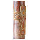 Paschal candle with orange-white marble finish, squared cross, Alpha and Omega, 120x8 cm s3