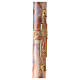Paschal candle with orange-white marble finish, squared cross, Alpha and Omega, 120x8 cm s5