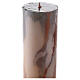 Paschal candle with orange-white marble finish, squared cross, Alpha and Omega, 120x8 cm s6