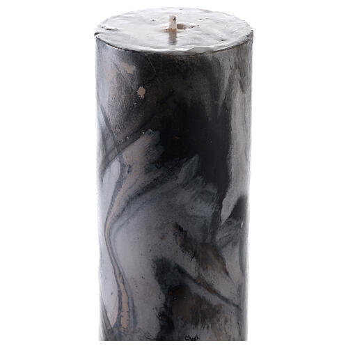 Paschal candle with cross on a golden cloak, Alpha and Omega, marbled in black, 120x8 cm 6