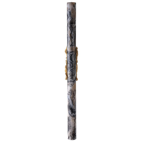 Paschal candle with cross on a golden cloak, Alpha and Omega, marbled in black, 120x8 cm 7