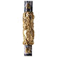Paschal candle with cross on a golden cloak, Alpha and Omega, marbled in black, 120x8 cm s1