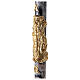 Paschal candle with cross on a golden cloak, Alpha and Omega, marbled in black, 120x8 cm s4