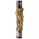 Paschal candle with cross on a golden cloak, Alpha and Omega, marbled in black, 120x8 cm s5
