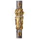 Paschal candle with cross on a golden cloak, Alpha and Omega, marbled in black, 120x8 cm s1