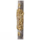 Paschal candle with cross on a golden cloak, Alpha and Omega, marbled in black, 120x8 cm s4