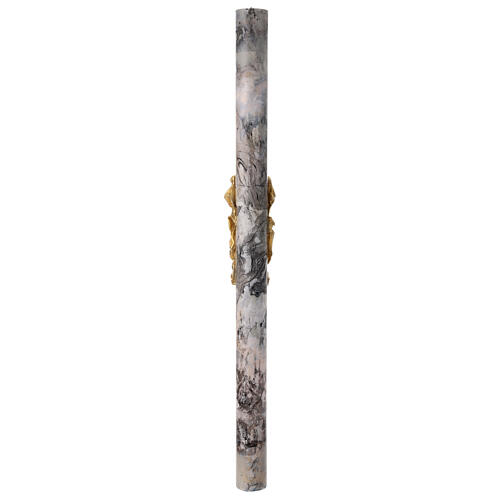 Círio Pascal marmoreado Cruz Pano dourado e letras Alfa e Ómega, 120x8 cm 11