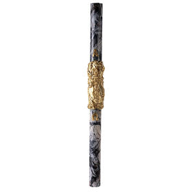Paschal Candle Alpha Omega golden mantle cross white marbled 120x8 cm