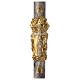 Paschal Candle Alpha Omega golden mantle cross white marbled 120x8 cm s8