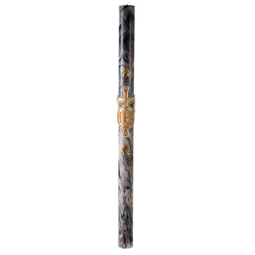 Paschal candle with JHS on black marble finish 120x8 cm 2