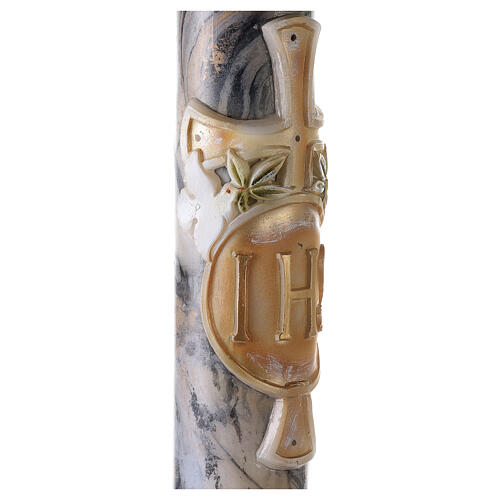 Paschal candle with JHS on black marble finish 120x8 cm 3